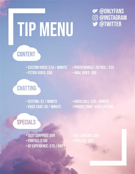 only fans menu ideas|How to Make Your Perfect OnlyFans Tip Menu